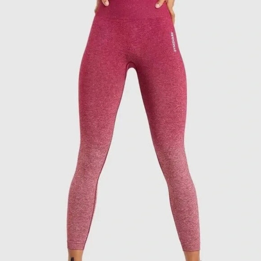 Gymshark Adapt Ombre Seamless Leggings - Burgundy Marl/Burgundy Size M